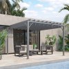 Outsunny 3 x 3(m) Outdoor Louvered Pergola with Adjustable Roof, AluminIum Patio Gazebo Canopy with Ground Stakes for Patio, Lawn, Garden, Grey