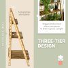 Outsunny Wooden Folding Flower Pot Stand 3 Tier Garden Planter Display Ladder Gardener Storage Shelves Rack Herb Holder (80L x 37W x 93H cm)