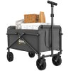 Outsunny 41L Festival Trolley on Wheels, Small Garden Folding Trolley Cart, 60kg Heavy Duty Collapsible Folding Wagon with Adjustable Handle and Carrying Bag for Beach, Camping, Festival, Grey