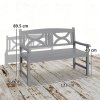 Outsunny 2-Seater Chair, Wooden Garden Bench, Outdoor Patio Loveseat for Porch, Grey