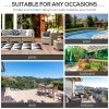 Outsunny Rattan Coffee Table, Patio Wicker Table with All-Weather Material for Garden, Balcony, Backyard, Grey