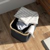 HOMCOM Laundry Basket, 36L Collapsible Laundry Hamper with Groove Handles, Washing Basket for Bathroom, Bedroom, Laundry Room, Black