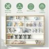 HOMCOM 5-Tier Wall Mounted Display Cabinet, Display Case with 4 Adjustable Shelves, Glass Doors for Home Office Ornaments 60x80cm, Natural