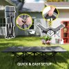 Outsunny Folding Camping Bed for Adults with Cushion, Heavy Duty Portable Travel Camping Cot with Headrest, Side Pocket and Non-Slip Foot Pads for Outdoor Beach Travel Office, Grey