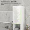 kleankin High Gloss Slim Bathroom Cabinet, Free Standing Bathroom Storage Cabinet with 2 Open Shelves, 2 Door Cupboards and Adjustable Shelves, White