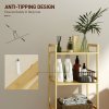 HOMCOM 3-Tier Bamboo Bathroom Storage Shelf, Freestanding Shelving Unit with Adjustable Rack for Kitchen Bathroom Living Room