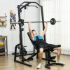 SPORTNOW Smith Machine & Cable Pulley System with Adjustable Weight Bench, Multifunction Home Gym Power Rack with Lat Pull Down System, Barbell Rack for Full Body Training, Black