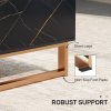 HOMCOM Marble-Effect Coffee Table with Storage, Living Room Table with Drawer and 2 Open Shelves, Modern Centre Table with Fluted Door, Black