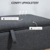 HOMCOM Linen Storage Ottoman Padded Footstool with Rubberwood Legs for Storage Box, Bed End, Shoe Bench, Seating