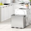 HOMCOM Triple Kitchen Bin, 3 x 15L Pedal Bin, Stainless Steel Three Rubbish Bin with Removable Inner Buckets, Soft Close Lid, Fingerprint-Proof for Recycling and Waste
