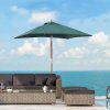 Outsunny 2m x 1.5m Garden Parasol Umbrella with Tilting Sunshade Canopy, Outdoor Market Table Umbrella with Wood and Bamboo Frame, Green