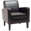 HOMCOM Modern Wingback Living Room Chair, Upholstered PU Leather Accent Armchair,  Single Sofa Chair with Lounge Seat and Wood Legs for Bedroom/Office/Reading Spaces, Brown