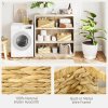 HOMCOM Set of 3 Wicker Storage Baskets, Woven Baskets with Handles, for Organizing, Storage Boxes for Shelves, Bedroom, Living Room, Bathroom, Natural Tone