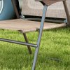 Outsunny Folding Chairs Set of 2, Garden Chair with Armrest, Breathable Mesh Fabric Seat, Camping Sports Chairs for Adults, Mixed Brown