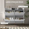 HOMCOM Narrow Shoe Cabinet with 4 Flip Drawers, Slim Shoe Storage Cabinet with Adjustable Shelves, Hairpin Legs and 4 Vents for 16 Pairs of Shoes for Entryway, White