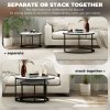 HOMCOM Round Nesting Coffee Table Set of 2, Large Stacking End Side Table with Steel Frame for Living Room, Bedroom, Home Office, 78.5 x 78.5 x 46.5 cm, Marble White