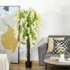 HOMCOM Artificial Realistic White Wisteria Tree Faux Decorative Plant in Nursery Pot for Indoor Outdoor D??cor, 160cm