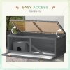 PawHut Wooden Hamster Cage, Small Animal Cage with Sliding Tray, Openable Top, Hut, Exercise Play House for Syrian Hamsters, Grey