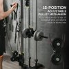 SPORTNOW Wall Mount Cable Machine, 15 Positions Adjustable Cable Crossover Machine Dual Pulley System for Home Gym
