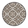 Outsunny 60 cm Garden Round Coffee Table,  Outdoor Side Table with Tempered Glass Printed Table Top and Foot Pads for Porch, Balcony, Tan Brown