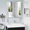 kleankin Bathroom Medicine Cabinet with Mirror, Wall Mounted Bathroom Mirror Cabinet with 3 Doors, Adjustable Shelves, White