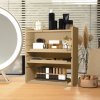 HOMCOM 4-Tier Desk Organiser, Multifunctional Assembled Desktop Organiser with Adjustable Shelves and Cable Management for Stationery, Office Supplies, Paper, Oak Tone