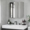 kleankin Bathroom Mirror Cabinet, Stainless Steel Wall-Mounted Bathroom Storage Cabinet with 2 Hinged Doors and Shelves for Laundry Room, 54W x 60Hcm, Silver