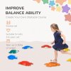 ZONEKIZ Stepping Stones Kids, 9PCs Crab-Designed Balance River Stones with TPE Anti-Slip Edge, Indoor Outdoor Sensory Toy, Obstacle Courses, Stackable