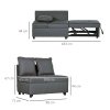 HOMCOM Convertible Single Sofa Bed with Thick Padded Seat, 3-in-1 Multi-Functional Sleeper Chair Bed with Magazine Pocket, for Living Room