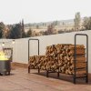 Outsunny Firewood Rack with Waterproof Cover, Heavy Duty Metal Log Store Indoors, Log Storage Holder for Outdoor Indoor Fireplace, 200 x 36 x 99 cm, Dark Green