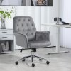 Vinsetto Office Desk Chair, Velvet-Feel Fabric Vanity Chair with Height Adjustable, Armrest, Swivel Chair for Home, Dark Grey