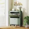 HOMCOM 2 Drawer Shoe Cabinet with Flip Doors, Narrow Shoe Storage Cabinet with Removable and Adjustable Shelves, 14 Pairs Footwear Cupboard for Hallway, Entryway, 80 x 24 x 95.5 cm