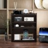 HOMCOM 4-Tier Desk Organiser, Multifunctional Assembled Desktop Organiser with Adjustable Shelves and Cable Management for Stationery, Office Supplies, Paper, Dark Brown