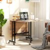 HOMCOM Mobile Drop Leaf Table, Folding Dining Table with 6 Wheels & Brakes, Kitchen Table for Small Spaces, Rustic Brown
