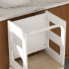 AIYAPLAY Toddler Tower, 2 in 1 Toddler Step Stool with Chalkboard, Safety Rail, Kids Standing Tower for Kitchen, Counter, Bathroom, Sink, White