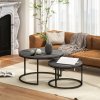 HOMCOM Round Nesting Coffee Table Set of 2, Large Stacking End Side Table with Steel Frame for Living Room, Bedroom, Home Office, 78.5 x 78.5 x 46.5 cm, Black