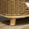 PawHut Wicker Cat House, Elevated Design Rattan Cat Bed Basket with Washable Soft Cushion, Door Hole, for Indoor Cats Kittens, Light Brown