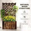 Outsunny Wooden Planter with Trellis, Freestanding Raised Garden Bed with Drainage Holes, Outdoor Planter Box with Liner for Vegetables, Herbs and Flowers, Carbonised