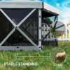 Outsunny 3 x 3(m) Hexagon Pop Up Gazebo with 5 Sides and Carry Bag, Waterproof, UV Resistant Party Tent Instant Event Shelter with Netting for Garden, Patio, Light Grey