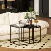 HOMCOM Nest of Tables, Set of 2 Coffee Table, Side Tables with Tempered Glass Desktop and Metal Frame for Living Room, Bedroom, Office