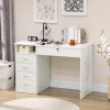 HOMCOM Computer Desk, Home Office Desk with Lockable Drawer, Storage Shelf for Study Bedroom, 110 x 50 x 76 cm