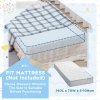 ZONEKIZ Kids Toddler Bed Children's Bedroom Furniture w/ Star and Moon Patterns, Side Rails, for Boys, Girls, Ages 3-6 Years, 143 x 76 x 49cm - Grey