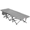 Outsunny Camping Bed for Adults, Single Folding Camp Bed, Padded Portable Camping Cot for Sleeping, with Carry Bag, Side Pocket and Cup Holder for Outdoor, Travel, Fishing, Black