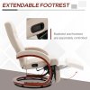 HOMCOM Swivel Recliner Chair with Footstool and Wood Base, Manual Reclining Chair for Living Room, Bedroom, Beige