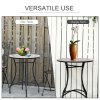 Outsunny 60 cm Mosaic Garden Table, Small Round Outdoor Side Table with Ceramic Top, Plant Stand for Patio, Balcony, Orange and White