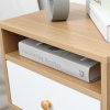 HOMCOM Bedside Table, Bedside Cabinet with Drawer and Shelf, Modern Nightstand, End Table for Living Room, Bedroom, Natural