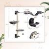 PawHut 4 Piece Cat Shelves, Cat Wall Furniture with Hammock, Scratching Posts, Soft Ladder, Steps, Jump Platforms, for Indoor Kittens - Dark Grey