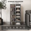 HOMCOM 204 CD Media Display Shelf Unit Set of 2 Blu-Ray Tower Rack w/ Adjustable Shelves Bookcase Storage Organiser, High Gloss Grey