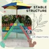 Outsunny Kids Picnic Table Wooden Garden Furniture Bench with Removable Umbrella Outdoor, for Ages 3-6 Years - Multicoloured