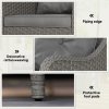 Outsunny Rattan Garden Chairs Set of 2, Outdoor Rattan Chairs with Cushions, Armrests and High Back, PE Wicker Garden Armchair with Steel Frame for Balcony, Porch, Dark Grey